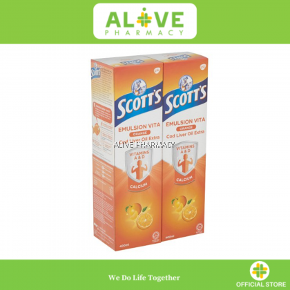 SCOTT'S EMULSION VITA ORANGE COD LIVER OIL EXTRA 400MLX2