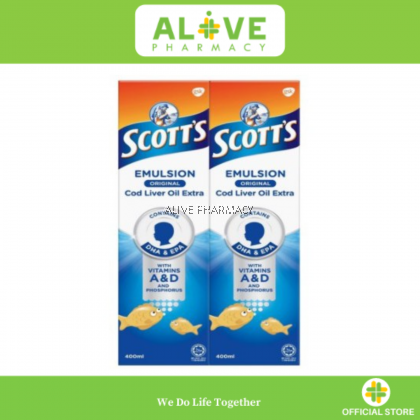 SCOTT'S EMULSION ORIGINAL COD LIVER OIL EXTRA TWIN PACK 400MLX2