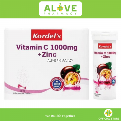KORDEL'S EFFERVESCENT VITAMIN C 1000mg + ZINC PASSION FRUIT 3X10'S