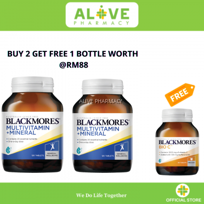 BUY 2 BLACKMORES MULTIVITAMIN+MINERAL 120'S@FREE BLACKMORES BIO C 60'S WORTH RM88