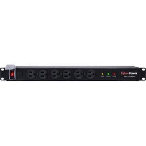 CyberPower CPS1215RMS Rackbar 12 - Outlet Surge with 1800 J - Clamping Voltage 400V, 15 ft, NEMA 5-15P, Straight, 15 Amp, EMI/RFI Filtration, Black