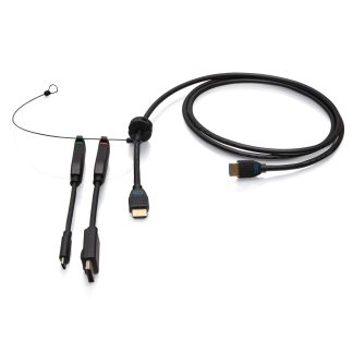 C2G C2G4200587 6ft (1.8m) 4K HDMI® Premium Cable and Universal Dongle Adapter Ring with Color Coded DisplayPort™ and USB-C® (without Pull Tab)