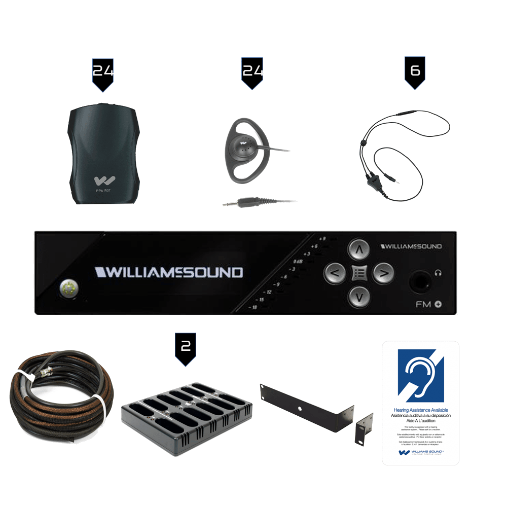 Williams Sound FM 557-24 PRO FM+ PRO System Package (24 R37 receivers)