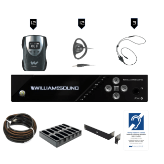 Williams Sound FM 558-12 PRO D FM+ PRO System Package (12 R38 receivers and Dante)