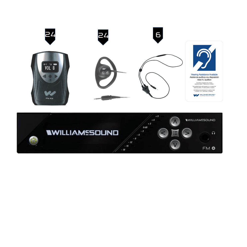 Williams Sound FM 558-24 FM+ System Package (24 R38 receivers)