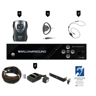 Williams Sound FM 558 PRO D FM 558 pro FM+ Audio Webpage FM Plus Dante Rear Panel FM+ PRO System Package (4 R38 receivers & Dante)