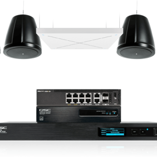 QSC Large meeting room audio: pendant speakers with Sennheiser TeamConnect Ceiling 2