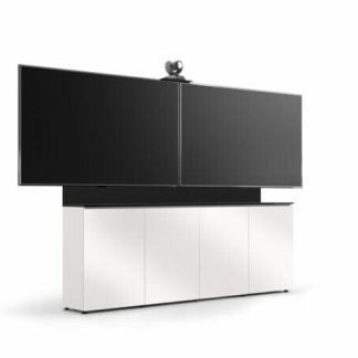 Salamander Signature Teams Rooms Low Profile (12"Deep) 4 Bay Dry Wall Anchored Cabinet for Jupiter 81-105" Black Oak Doors & End Panels, Black Top - X1/JCS/347/M1H3/BO/BK