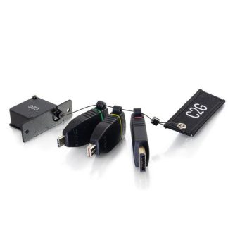 C2G CG29880 Retractable Table Box Mount 4K HDMI Adapter Ring with Color Coded Mini DisplayPort, and USB-C