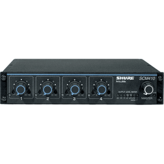 Shure SCM410 Four-Channel Automatic Microphone Mixer (110V) with Logic Control and EQ per Channel, AC only, Half Rack Space Single and Dual Mount