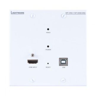 Lightware WP-VINX-110P-HDMI-ENC Wallplate AV Over IP Scaling Multimedia Extender with USB K+M and PoE support (White) - 91810024