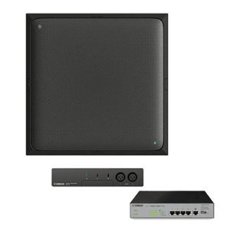 Yamaha-ADECIA Ceiling Bundle: RM-CG-B Ceiling Microphone, RM-CR Audio Processor and SWR-2100P-5G Network Switch