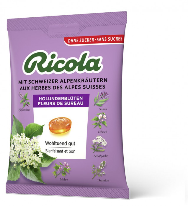Ricola Holunderblüten Kräuterbonbons ohne Zucker mit Stevia Btl 125 g