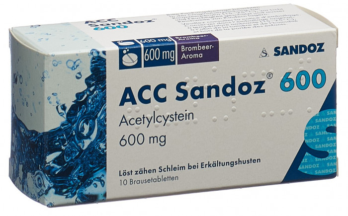ACC Sandoz 600 Brombeer-Aroma 10 Brausetabletten à 600 mg