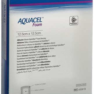 AQUACEL Foam Schaumverband adhäsiv 12.5 x 12.5 cm 10 Stück