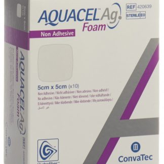 AQUACEL Ag Foam Schaumverband nicht-adhäsiv 5x5cm 10 Stk