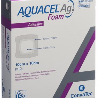 AQUACEL Ag Foam Schaumverband adhäsiv 10x10cm 10 Stk