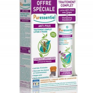 Puressentiel Box Anti-Läuse Lotion mit Kamm + Läuse Shampoo Pouxdoux Bio