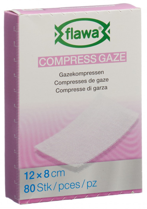 Flawa Gazekompressen geschnitten 8x12cm keimreduzierend behandelt 80 Stk