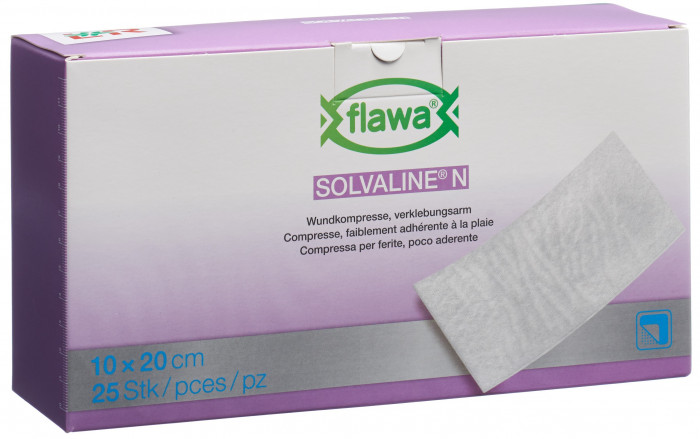 Flawa Solvaline N Kompressen 10x20cm steril 25 Stk