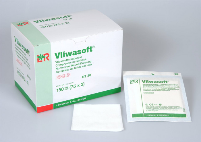 Vliwasoft Vliesstoffkompressen 10x10cm 4-lagig steril 2 x 75 Stk