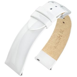 Hirsch Diva Patent Leather Watch Strap Calf Skin White