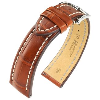 Hirsch Capitano Louisiana Alligator Watch Strap Semi-Matte Golden Brown
