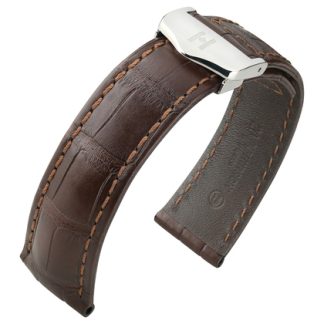 Watch Strap for TAG Heuer Folding Clasp - Hirsch Speed Louisiana Alligator Dark Brown