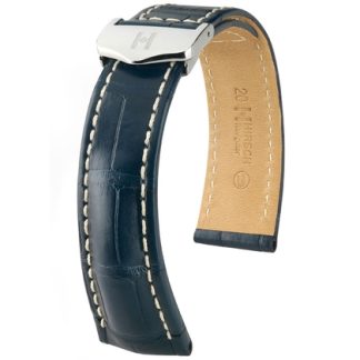 Watch Strap for Breitling Folding Clasp - Hirsch Navigator Louisiana Alligator Matte Blue