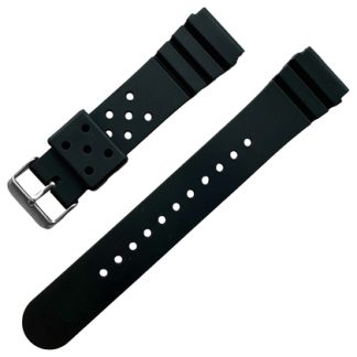 Seiko Style Flat Vent GL831 PU Strap Watch Strap Black - 22mm