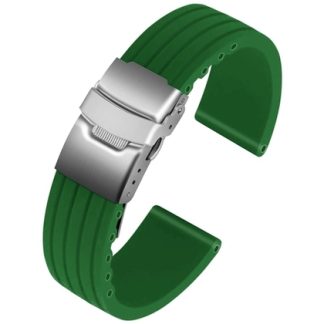 Silicone Rubber Watch Strap with Folding Clasp - Green