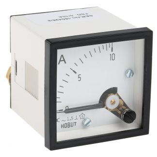 Amperometro analogico da pannello HOBUT, max 0/10A Direct Connected, c.a., foro L 48mm x H 48mm, Classe 1.5