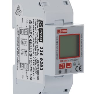 Contatore di energia RS PRO, monofase fasi, display LCD retroilluminato a 7 cifre