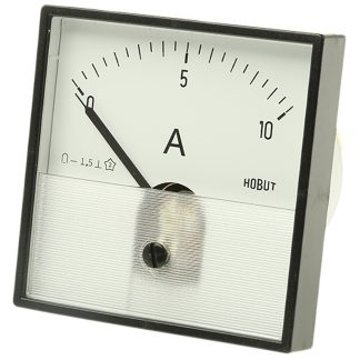 Amperometro analogico da pannello HOBUT, max 0/10A Direct Connected DC, c.c., foro L 72mm x H 72mm, Classe 1.5