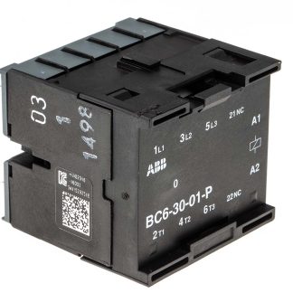 Contattore ABB, serie B, 3 poli, 3 NA, 6 A, 4 kW, bobina 24 V c.c.
