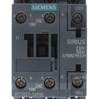 Contattore Monitoraggio motore trifase Siemens, serie Size S0, 3RT2, 3 poli, 3 NA, 32 A, 15 kW, bobina 230 V c.a.