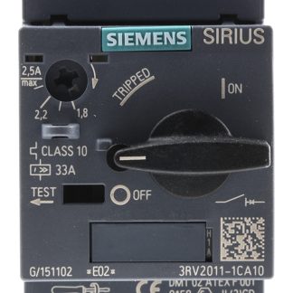 Interruttore automatico del motore Siemens, protezione S00, 690 V, 1,8 → 2,5 A SIRIUS 3RV