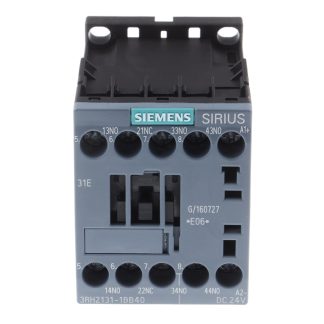 Relè contattore Siemens, serie 3RH2, 4 poli, 3NO + 1NC, 10 A, bobina 24 V c.c.