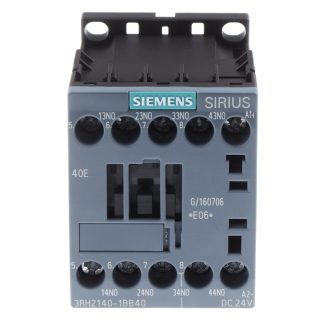 Relè contattore Siemens, serie 3RH2, 4 poli, 4 NA, 10 A, bobina 24 V c.c.
