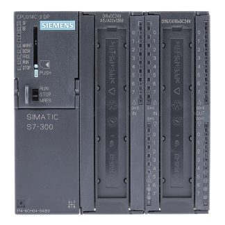 CPU PLC Siemens SIMATIC S7-300, ingressi: 28 (24 digitali, 4 analogici), uscite: 18 (16 digitali, 2 analogici), 46 I/O,