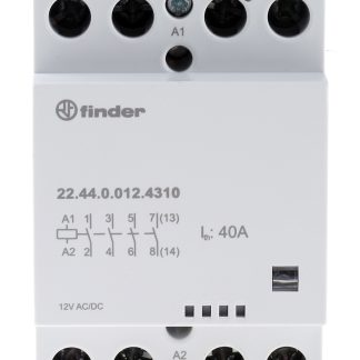 Contattore Finder, serie 22, 4 poli, 40 A, bobina 12 V c.a./c.c.