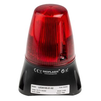 Segnalatore acustico e luminoso Moflash serie LEDA100, Rosso, 10 → 17 V c.a./c.c., 80dB a 1 m, IP65