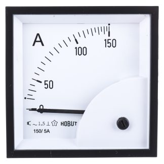 Amperometro analogico da pannello HOBUT, max 0/150A For 150/5A CT, c.a., foro L 72mm x H 72mm, Classe 1.5