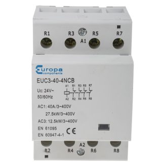Contattore Europa, 4 poli, 4NC, 40 A, 12,5 kW, bobina 24 V c.a.