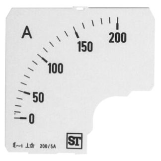 Scala misuratore 200A Sifam Tinsley per uso con Amperometro analogico da pannello 72 x 72