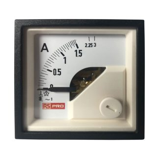 Amperometro analogico da pannello RS PRO, max 3 (Input, Scale)A, c.a., foro L 45mm x H 45mm, 1%