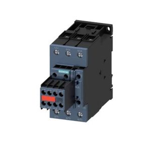 Contattore Siemens, serie Size S2, 3RT2, 3 poli, 2 NO + 2 NC, 65 A, 30 kW, bobina 24 V c.c.