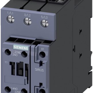 Contattore Siemens, serie Size S2, 3RT2, 3 poli, 1 NO + 1 NC, 65 A, 30 kW, bobina 24 V c.c.