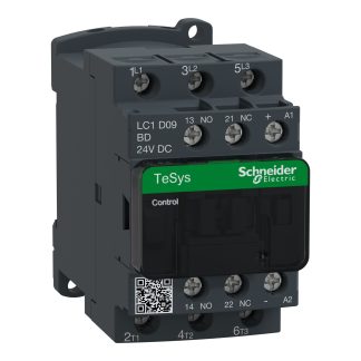 Contattore Schneider Electric, serie LC1D, 3 poli, 3 N/A, 25 A, 4 kW, bobina 24 V c.c.