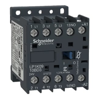 Contattore Schneider Electric, serie LP1K, 3 poli, 3 NA, 9 A, 4 kW, bobina 24 V c.c.